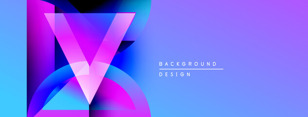 Poster - Abstract vibrant design features overlapping translucent shapes. Gradient colors blend, creating dynamic visual effect. Modern aesthetic.