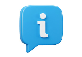Leinwandbilder - Blue Information Icon Symbol in 3D Render with Transparent Background