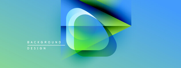 Poster - Abstract design features vibrant color gradients. Overlapping shapes create dynamic visual effect. Modern, clean aesthetic suitable background.