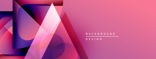 Poster - Abstract geometric shapes overlap, creating vibrant pink, purple gradients. Modern design elements suggest digital art, background texture.