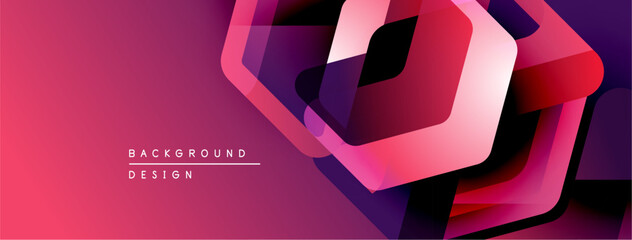 Aufkleber - Abstract geometric shapes overlap, creating vibrant pink, purple gradient. Modern design element for backgrounds, presentations.