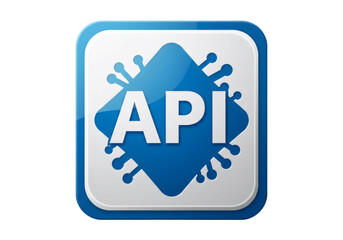Leinwandbilder - Blue and White API Icon on Transparent Background Representing Software Interface