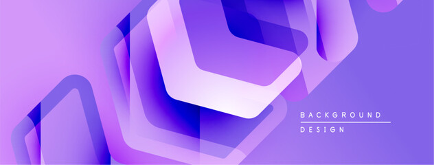 Poster - Abstract geometric shapes overlap, creating vibrant purple gradient effect. Modern design suitable for banners, backgrounds.