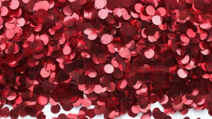 Poster - A stack of vibrant red confetti on a white background, ideal for celebrations and parties