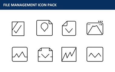 Poster - File management icon pack showcasing various file types and actions in a clean, modern design. Simple, easily identifiable icons for digital storage and organization.
