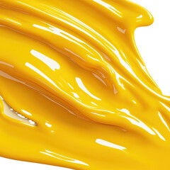Poster - Bright Yellow Liquid Paint Swirl on a White Background