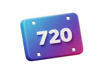 Aufkleber - 720 Resolution Sign On A Blue Purple Gradient Background Rendered Isolated Object