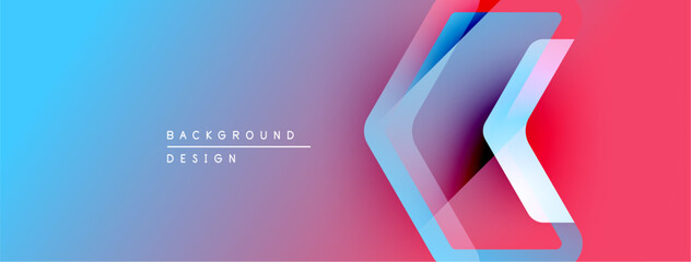 Aufkleber - Abstract gradient background. Blue transitions to purple, then pink. Overlapping arrow shapes create dynamic visual effect. Text reads background design.