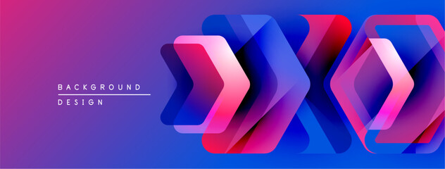 Aufkleber - Abstract geometric shapes overlap, creating vibrant purple, blue, pink gradient effect. Modern design element for backgrounds.