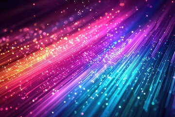 Aufkleber - fiber optic cables transmit data with colorful light streaks and sparkles. ideal for futuristic, tec