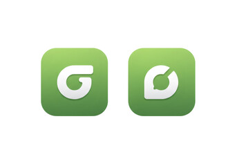 Leinwandbilder - Two Green Abstract App Icons with Unique Symbolic Shapes on Transparent Background