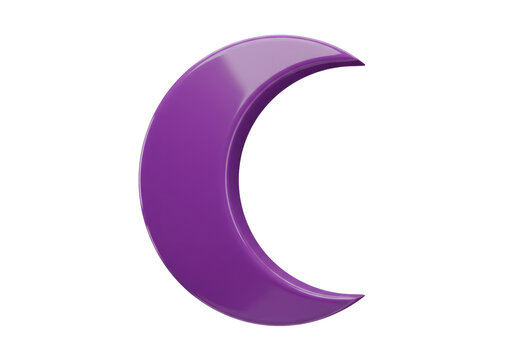 Purple Crescent Moon on Transparent Background a Celestial Symbol with Smooth Texture