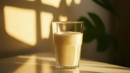 Poster - A simple glass of milk sitting on a table