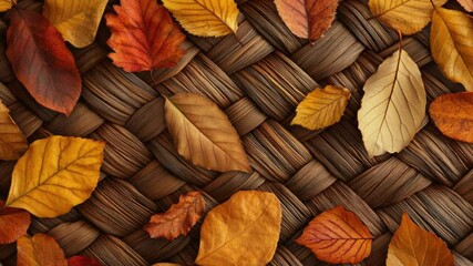 Poster - A close-up shot of a basket filled with leaves