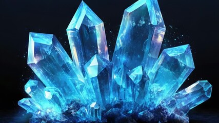 Poster - A cluster of blue crystals sits on a dark background, offering a stunning visual display