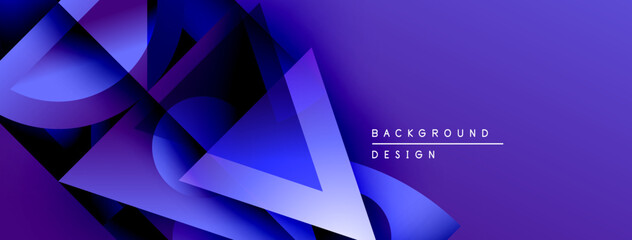 Poster - Abstract geometric shapes overlap, creating dynamic purple gradient background. Modern design elements suggest innovation, technology.