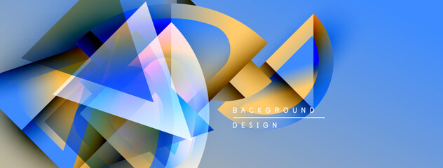 Aufkleber - Abstract geometric shapes overlap, creating dynamic composition. Blue, gold hues dominate design, suggesting movement, depth.