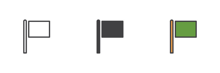 Aufkleber - Rectangle flag icon set in line, solid and filled outline style
