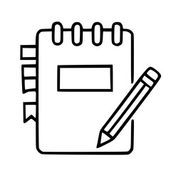 Poster - Simple Outline Notepad with Pencil Illustration Study Graphic Design Element