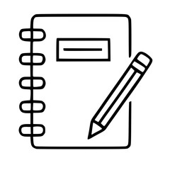Poster - Handdrawn Outline Notebook with Pencil School Education Supply Icon