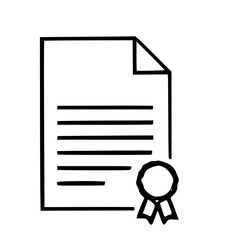 Poster - Minimalist Line Art Document with Seal Icon for Business Record