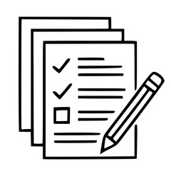 Poster - Simple Outline Document Checklist with Pencil and Check Marks Icon