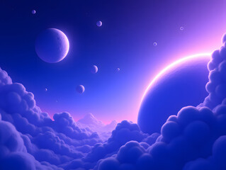 Wall Mural - Cosmic planet horizon natural landscape Abstract sphere concept background