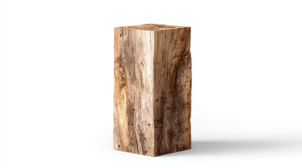Aufkleber - pedestal made from wood. Block of wood on white background. 3d illustration.
