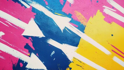 Aufkleber - A close-up view of a vibrant and colorful painting on a wall