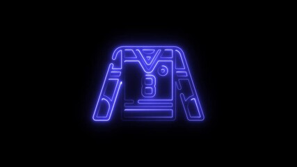 Poster - Animated neon sign displaying a football jersey outline in brilliant blue glowing against a black background