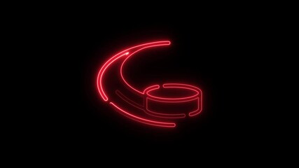 Poster - Glowing red neon light abstract animated shape on black background for creative design or branding