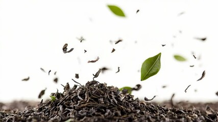 Poster - A pile of dirt covered in flying leaves