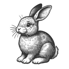 Wall Mural - cute bunny rabbit, perfect for prints, logos, and easter designs sketch engraving generative ai fict