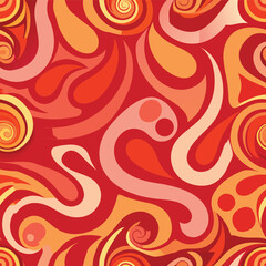 Poster - Abstract fluid organic shapes with swirling curving lines in a vibrant cmyk color palette suitable for modern graphic design backgrounds and artistic compositions