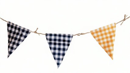 Poster - A string with two flags hanging from it, possibly used for identification or decoration
