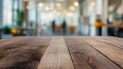 Aufkleber - A wooden table with blurred lighting in the background