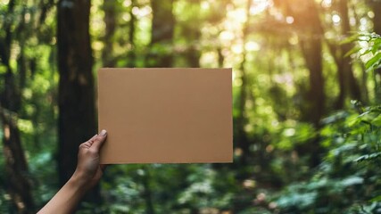 Poster - A person holds up a piece of paper in a dense forest, possibly searching for someone or leaving a message
