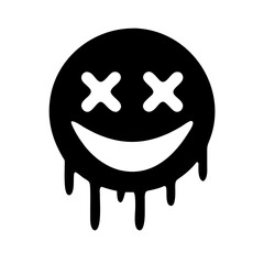 Poster - Black smiley face with x eyes and dripping effect vector illustration design isolated on white background