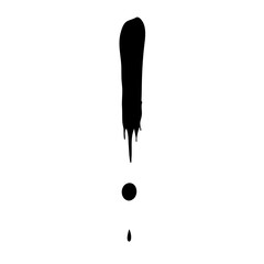 Poster - Black dripping exclamation point with a thick top and a round dot on a white isolated background