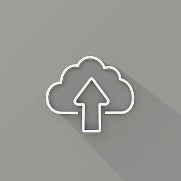 Simple, outlined cloud icon with an upward arrow, representing data upload.