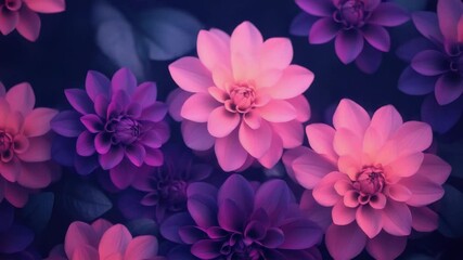 Poster - A bouquet of purple flowers with green leaves