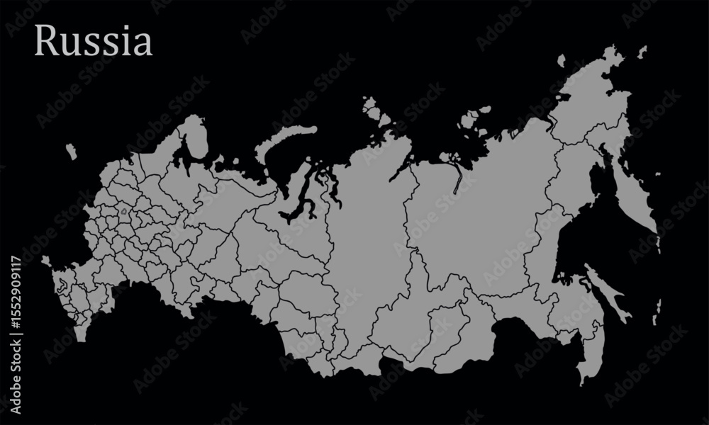 Vector Russia Map with Political Boundaries Stock Vector | Adobe Stock