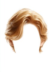 Poster - A beautiful hairstyle design featuring light blonde hair. This image showcases trendy, flowing hair. Perfect for hairstylists, beauty blogs, or fashion advertising. AI