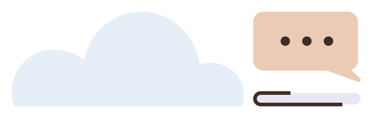 Poster - Cloud, speech bubble with three dots, and book element connect communication, knowledge, and data sharing. Ideal for technology, content, education, collaboration communication storage innovation