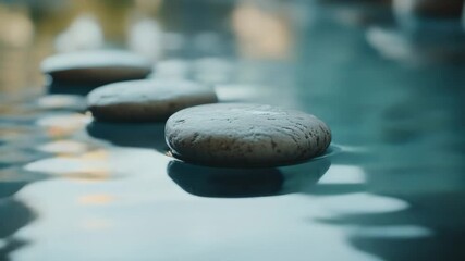 Poster - A group of rocks sitting on the surface of calm water, great for scenic or nature-inspired designs