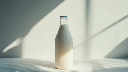 Aufkleber - A bottle of milk sits on a bed