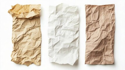 Poster - Three crumpled papers sit on a clean white surface, waiting to be uncreased and examined