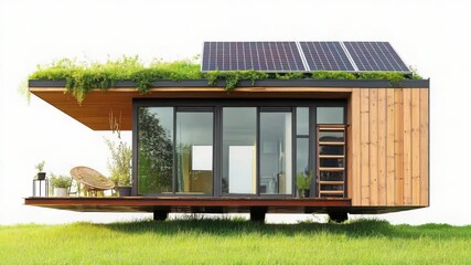 Poster - A house with a solar panel installed on its rooftop, providing renewable energy