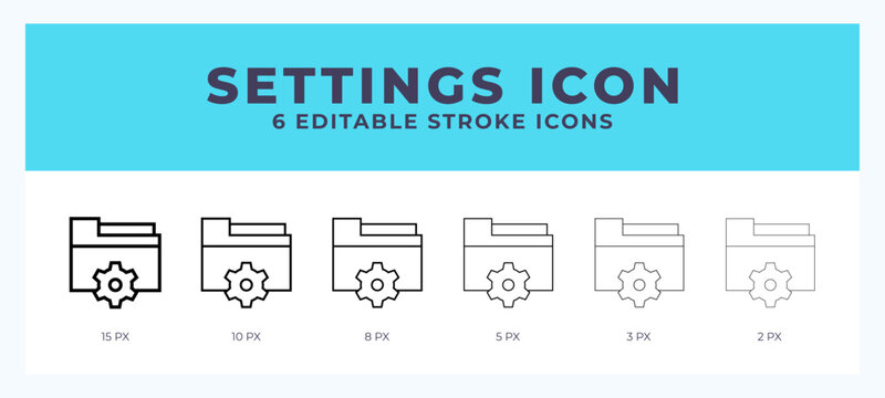 Settings vector icon. With different stroke vector illustration.