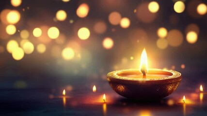 Poster - A lit candle sitting on top of a wooden table, great for interior design or photography compositions